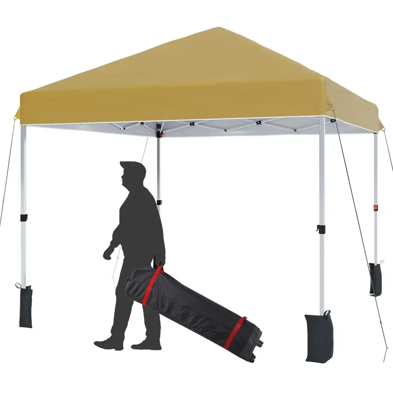 Garvee 10'x10' Instant Pop-Up Canopy Tent - One-Person Setup, Commercial Outdoor Tent with 1-Button Push, Wheeled Bag, 4 Sand...