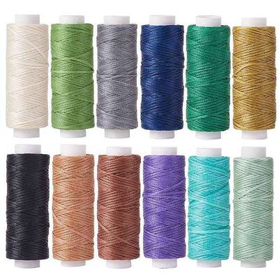 12Rolls 12 Colors Waxed Polyester Cord