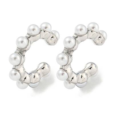 Rack Plating Brass Plastic Pearl Beads Cuff Earrings for Women