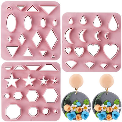 3Pcs 3 Style Triangle/Hexagon/Heart ABS Plastic Plasticine Tools