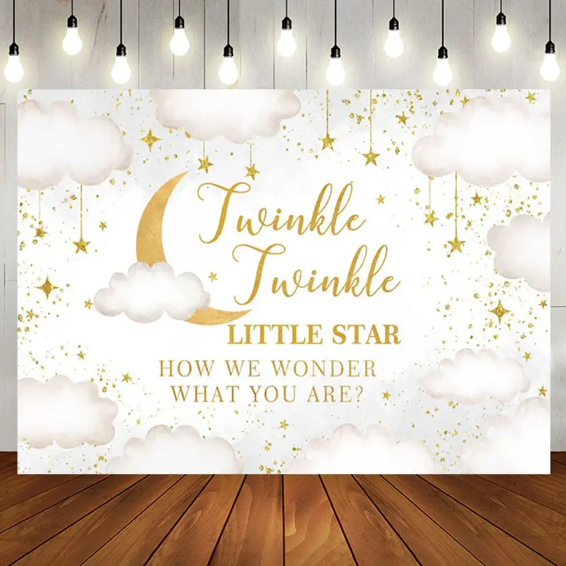 Aperturee Twinkle Little Star Cloud Moon Baby Shower Backdrop