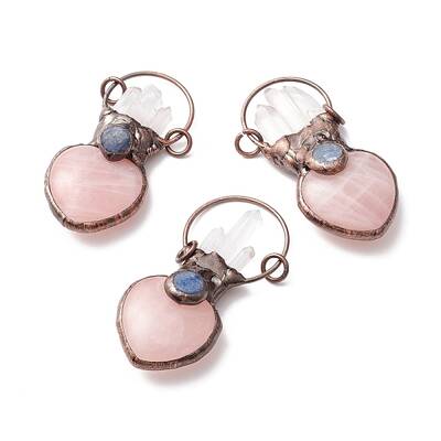 Natural Quartz Crystal and Rose Quartz Big Pendants