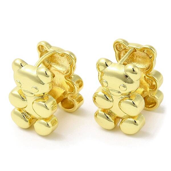 Rack Plating Brass Bear Hoop Earrings for Women