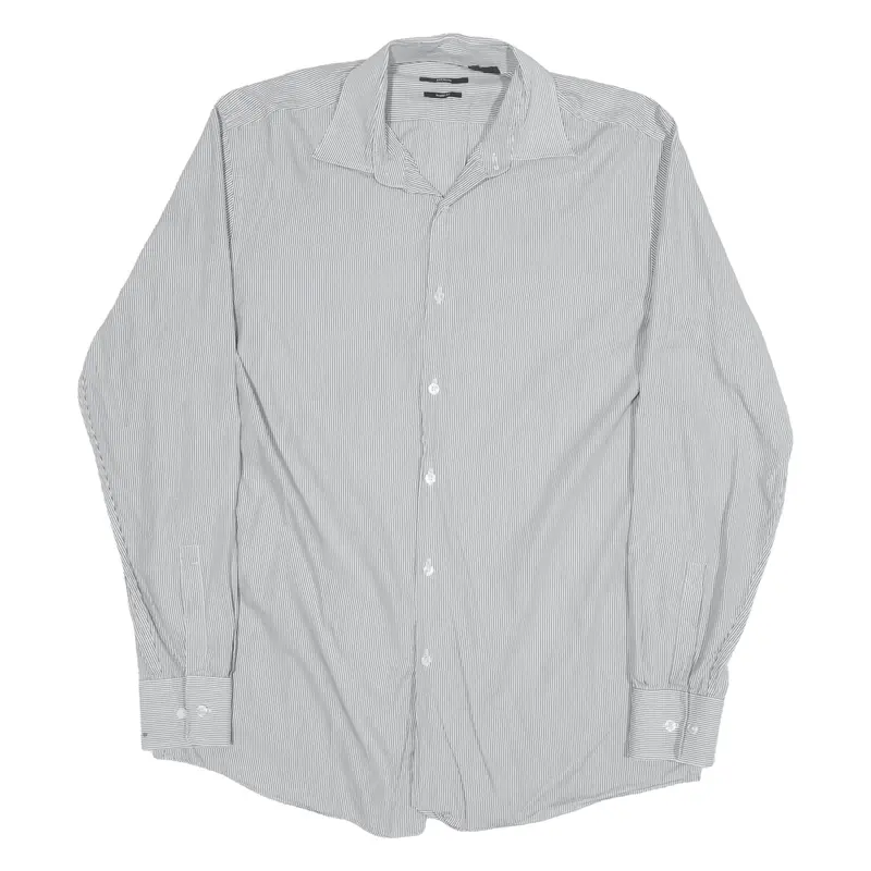 HUGO BOSS Shirt Black Striped Long Sleeve Mens M