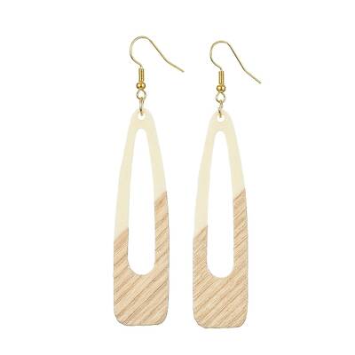 Two Tone Resin & Wood Dangle Earrings