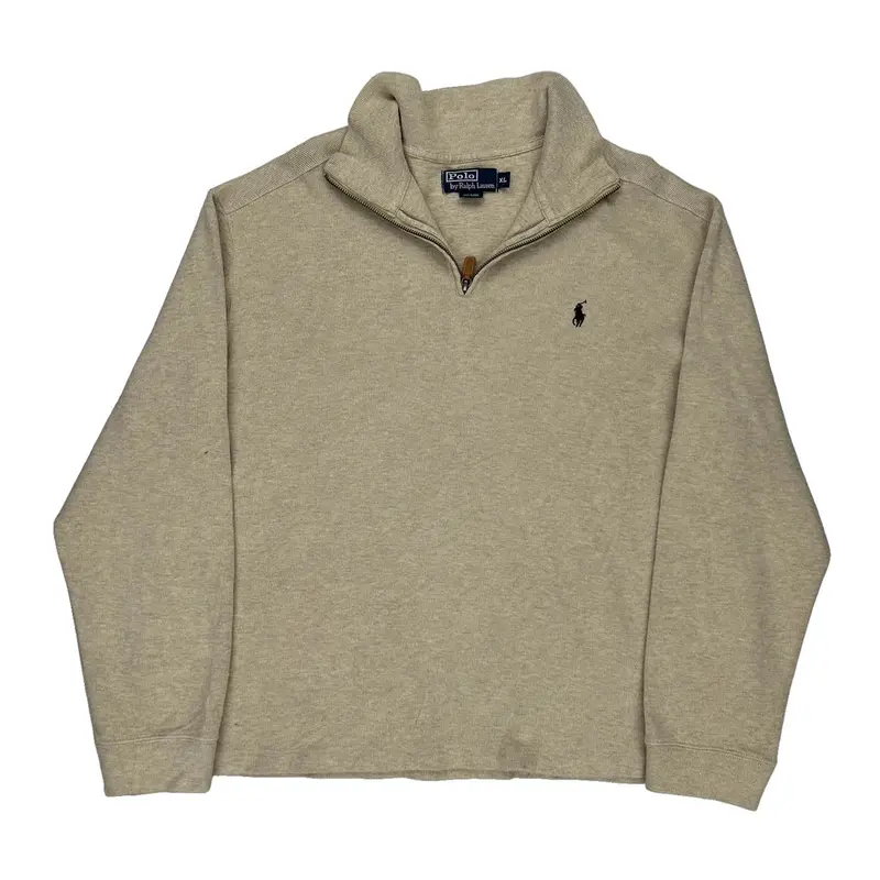 Polo By Ralph Lauren 1/4 Zip - XL Beige Cotton