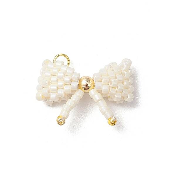 Glass Seed Beaded Bowknot Pendants