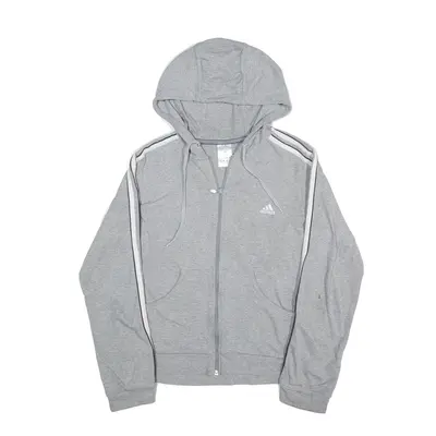 ADIDAS Hoodie Grey Full Zip Womens UK 14