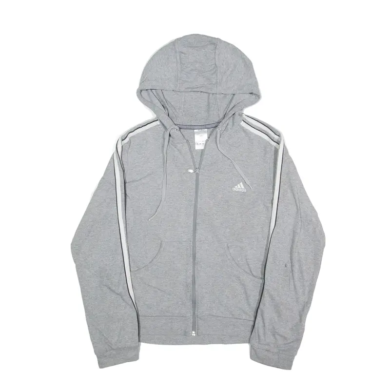 ADIDAS Hoodie Grey Full Zip Womens UK 14