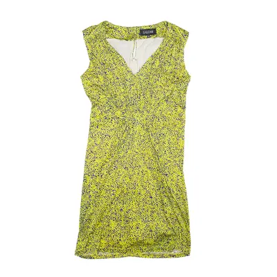 SALONI Wrap Dress Green Animal Print Sleeveless Knee Length Womens UK 12