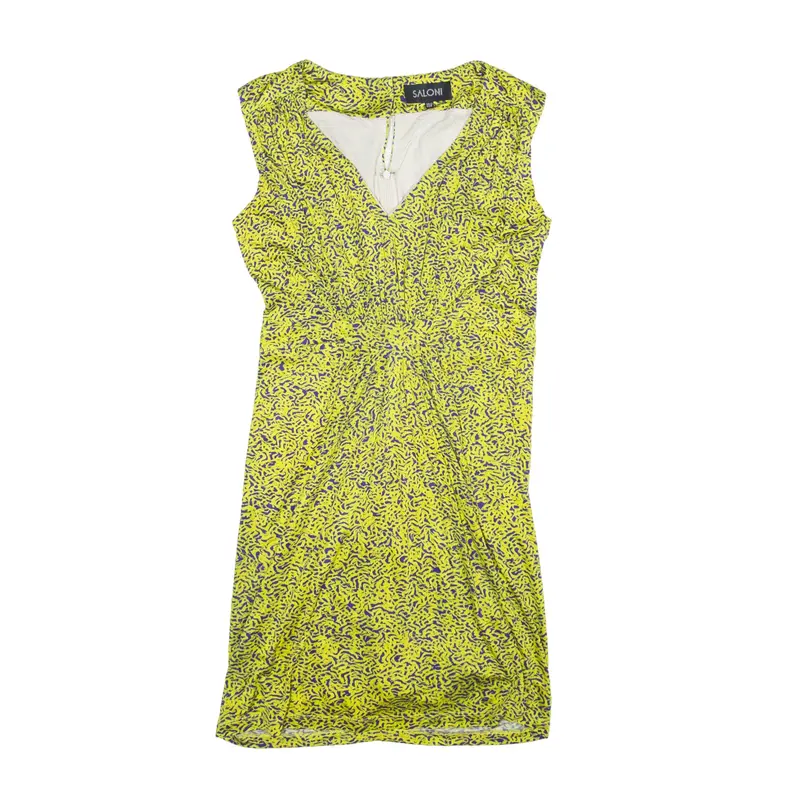 SALONI Wrap Dress Green Animal Print Sleeveless Knee Length Womens UK 12