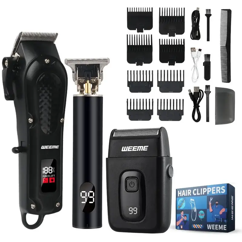 Professional Hair Clipper Set, 1 Box Rechargeable Hair Trimmer & Accessories, Hair Trimmer for Men, Great for Stylists Barber...