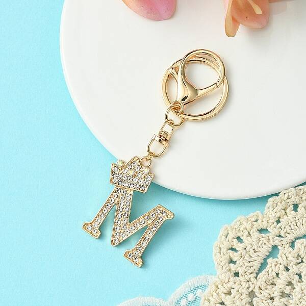 Golden Alloy Rhinestone Keychain