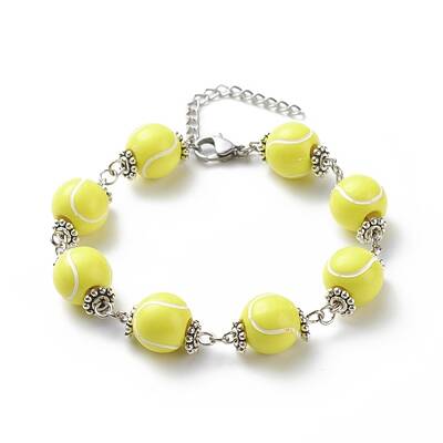 Sport Ball Theme Acrylic Round Beaded Bracelet