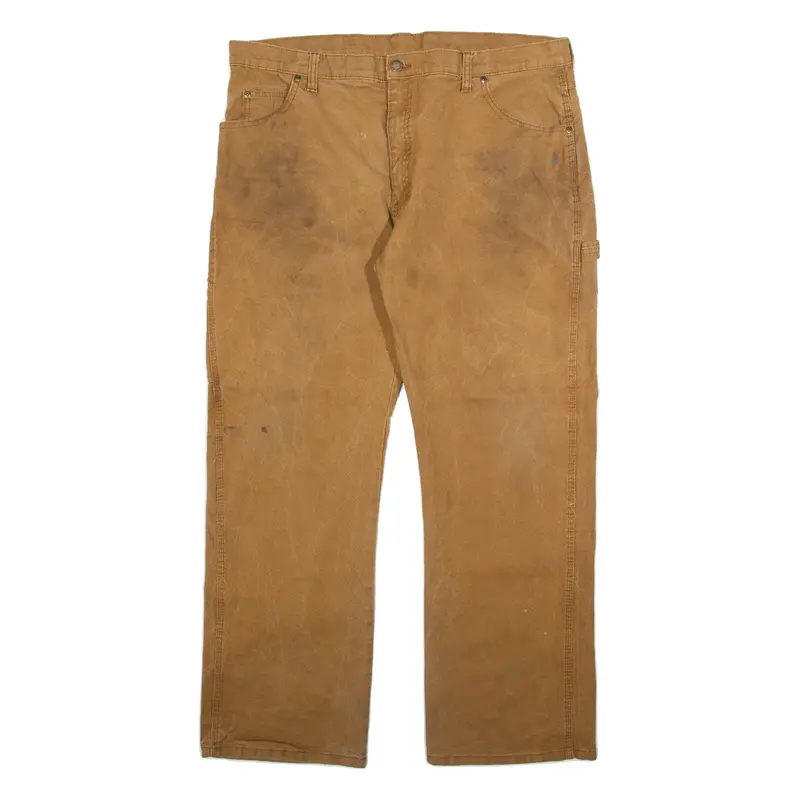 DICKIES Carpenter Mens Trousers Brown Relaxed Straight W38 L30