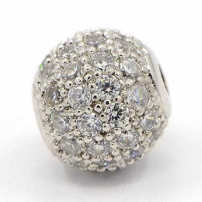 CZ Jewelry Brass Micro Pave Cubic Zirconia Round Beads