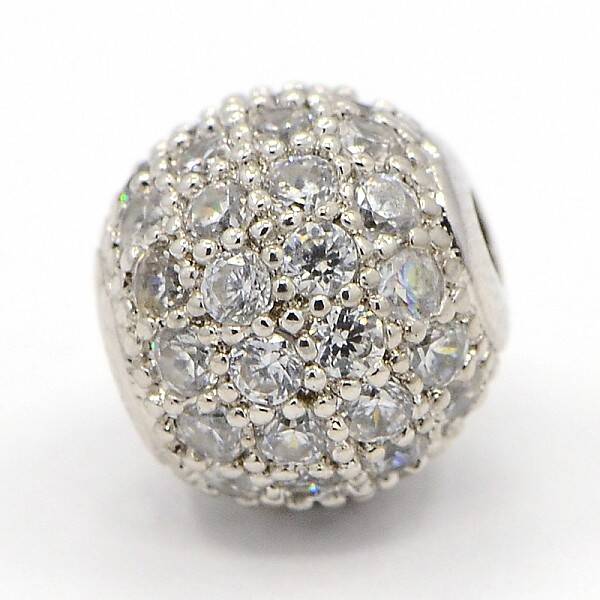 CZ Jewelry Brass Micro Pave Cubic Zirconia Round Beads
