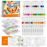 Timetome 36 Dual Tip Acrylic Paint Markers With Organizer Box, Acrylic Paint Pens, Fabric Markers for Textile, Rock, Glass, W...