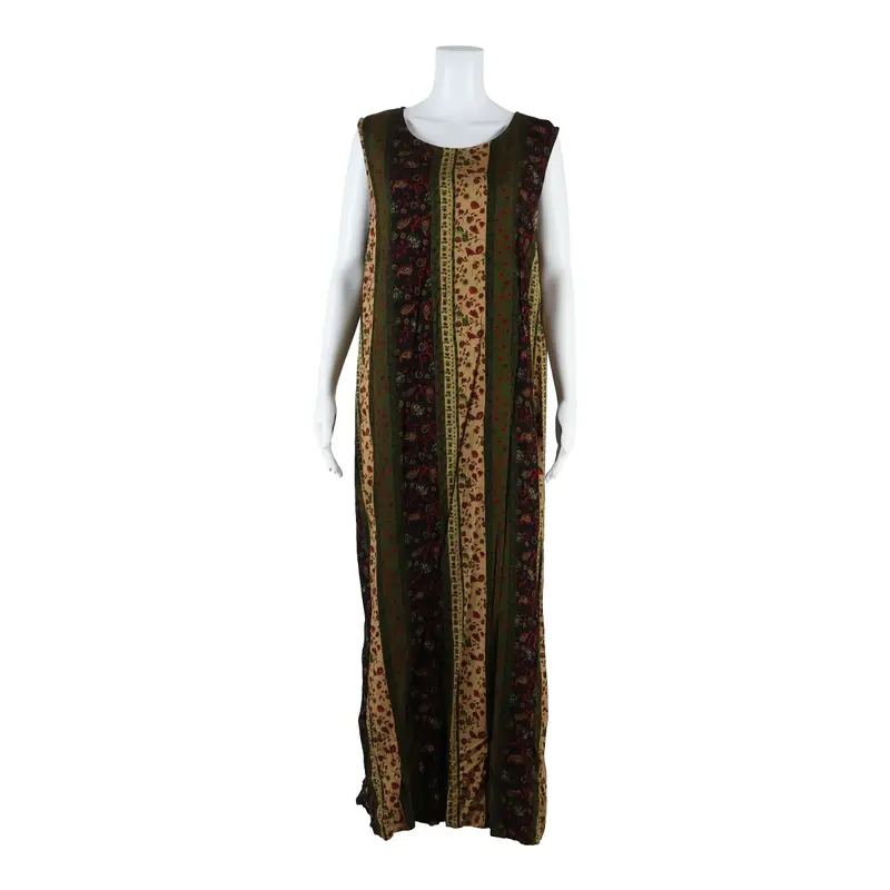 DRESS BARN Womens Shift Dress Green Floral Sleeveless Long UK 18