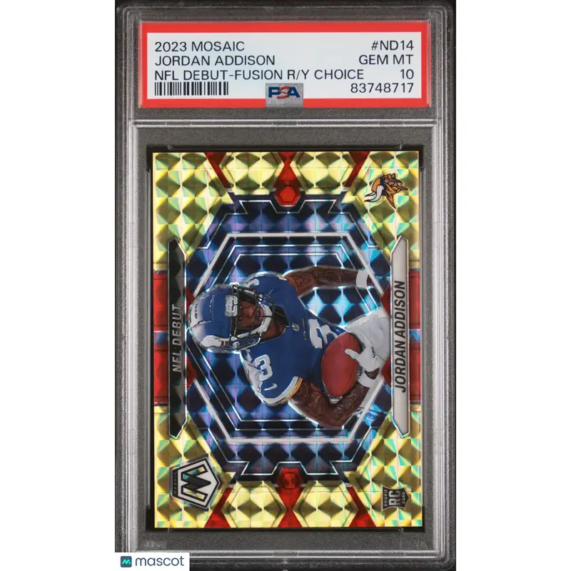 Jordan Addison PSA 2023 Panini Mosaic NFL Debut Rookie /80 10 Choice #ND14