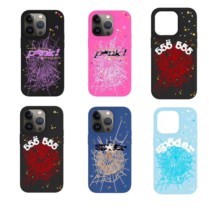 Sp5der Pink Hypebeast Tough Phone Cases Accessories Cover Cellphone Aesthetic Protection  Plastic Rubber iPhone 15 14 13 12 1...