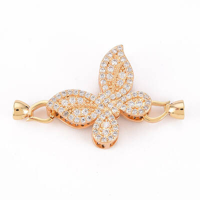 Brass Micro Pave Clear Cubic Zirconia Fold Over Clasps