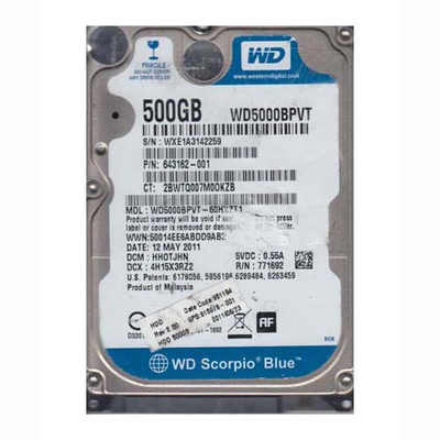 615078-001 HP 500GB 5400RPM SATA 3Gb/s 8MB Cache 2.5-inch Hard Drive