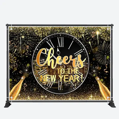 Gold Spark Champagne Cheers To The New Year Backdrop - Aperturee