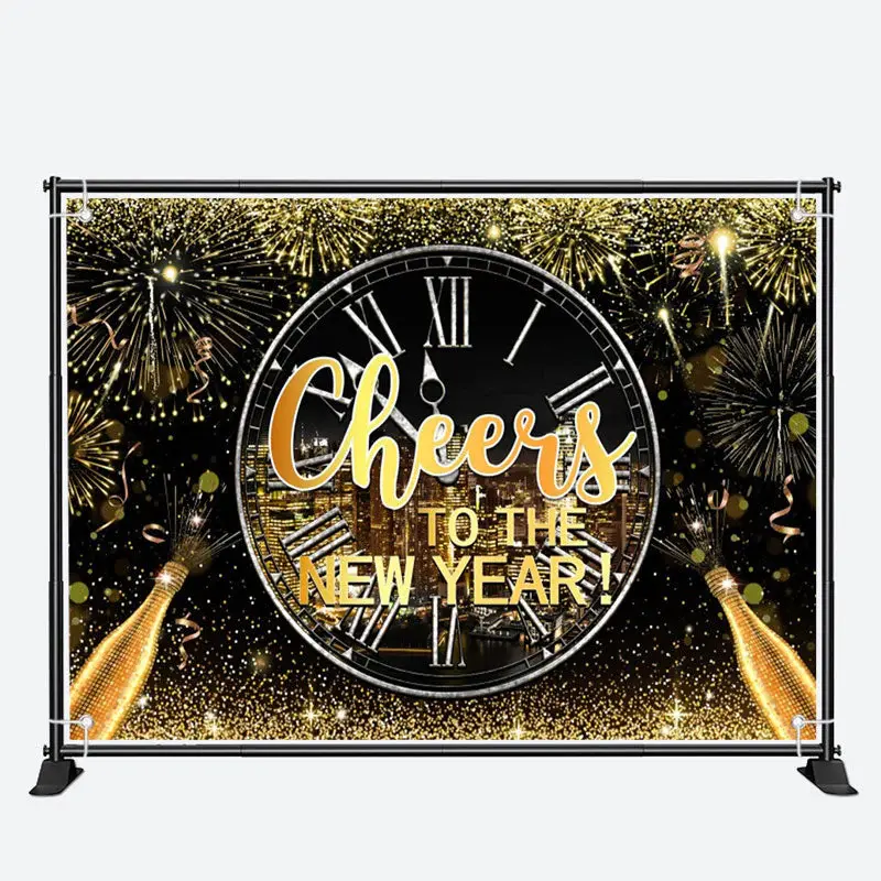 Gold Spark Champagne Cheers To The New Year Backdrop - Aperturee