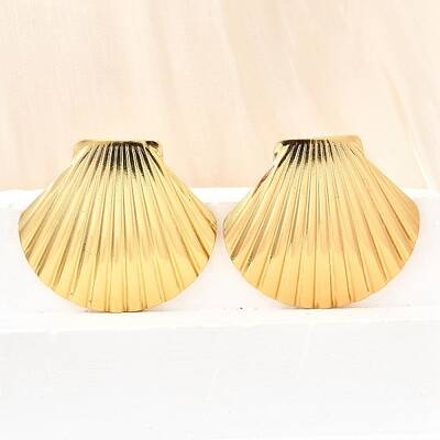 304 Stainless Steel Shell Shape Stud Earrings