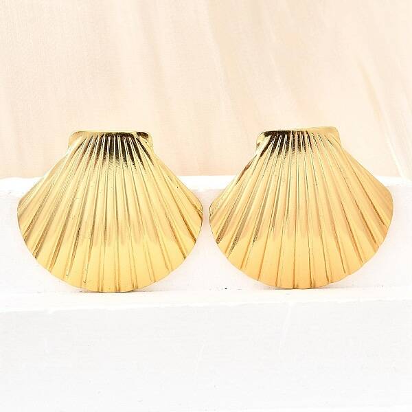 304 Stainless Steel Shell Shape Stud Earrings