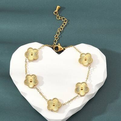 Ion Plating(IP) 304 Stainless Steel Flower Link Chain Bracelets