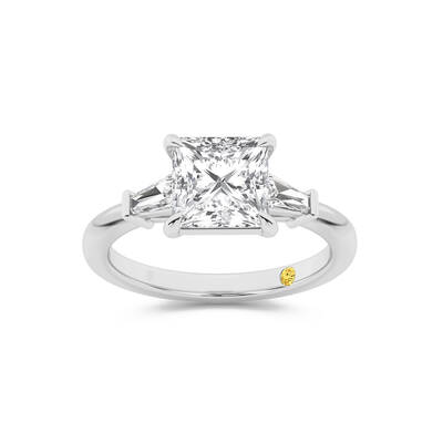 Valentina Tapered Baguette Lab Grown Three Stone Princess Cut Diamond Engagement Ring |18K White Gold 1 3/4 CT. TW.