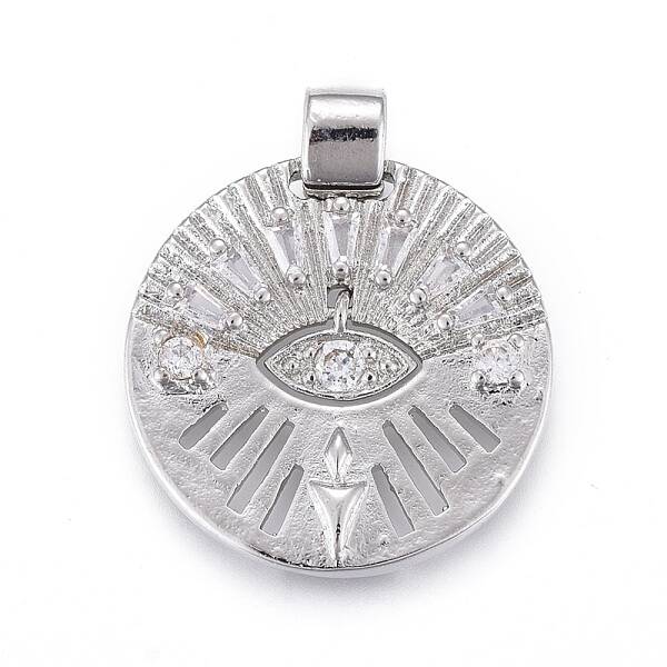 Brass Micro Pave Clear Cubic Zirconia Pendants