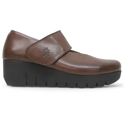 Fly London VARI188FLY Burn Leather Women's Wedge Sole Shoes - Brown - Size:US 7-7.5 Women