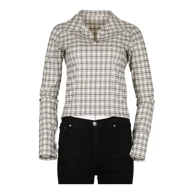 Unbranded Collared Long Sleeve Top - Medium Cream Cotton Blend