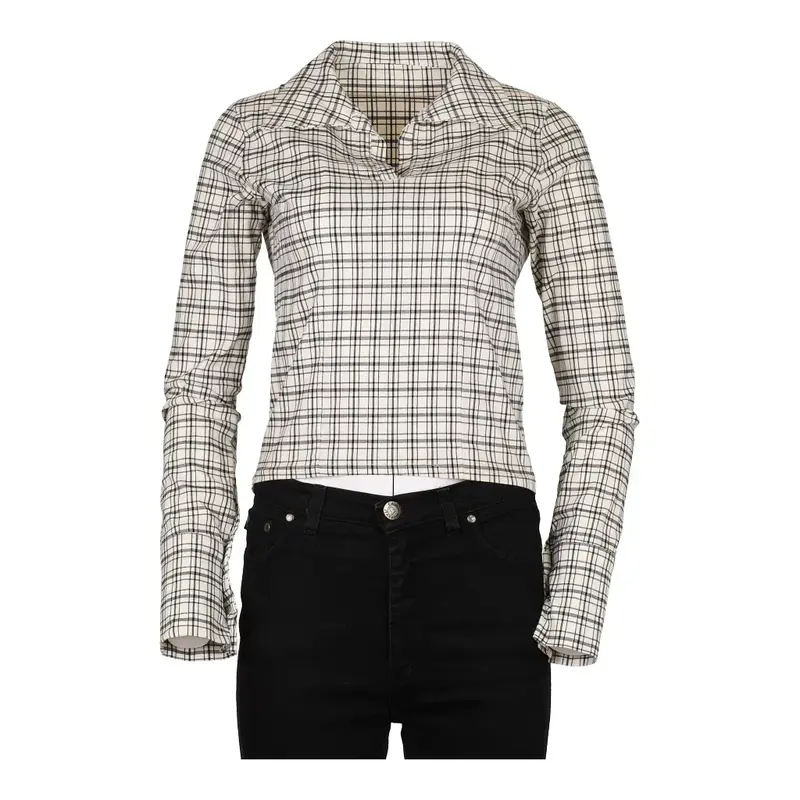 Unbranded Collared Long Sleeve Top - Medium Cream Cotton Blend