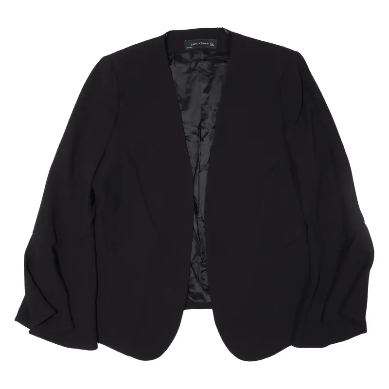 ZARA Flared Cuff Blazer Jacket Black Womens L