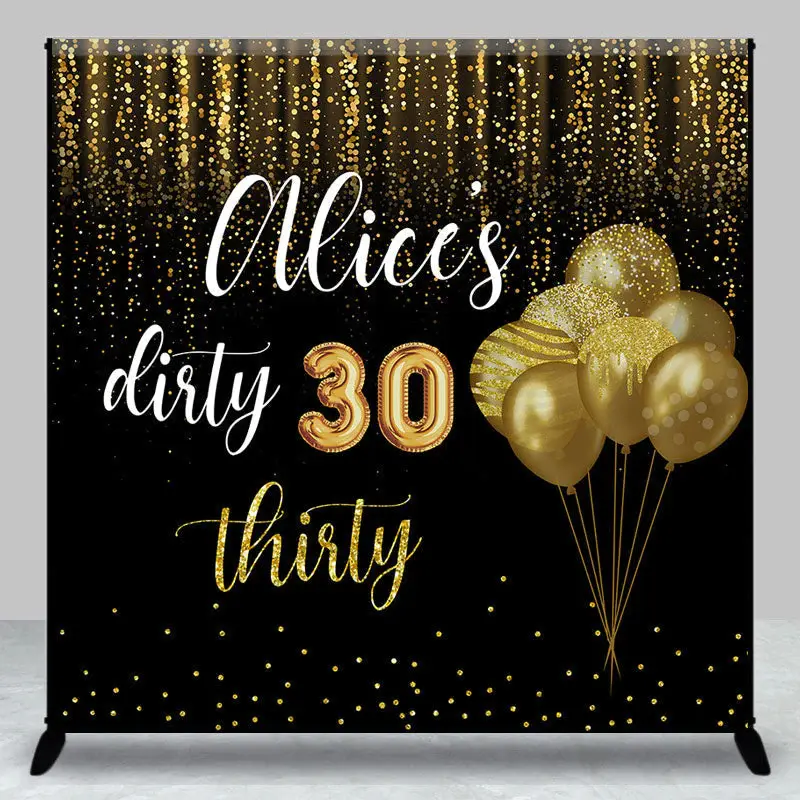 Black Gold Glitter Dirty Custom Birthday Backdrop