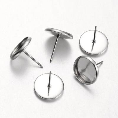 Tarnish Resistant Flat Round 304 Stainless Steel Stud Earring Settings