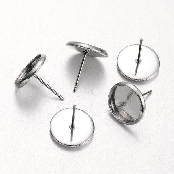 Tarnish Resistant Flat Round 304 Stainless Steel Stud Earring Settings