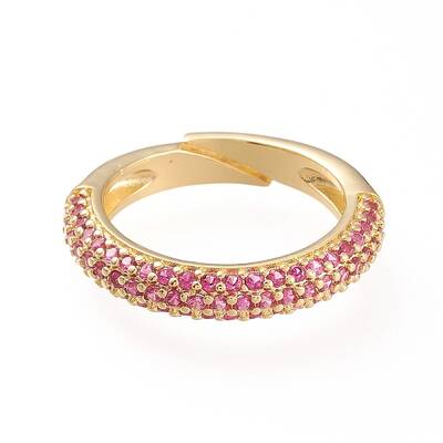 Adjustable Brass Micro Pave Cubic Zirconia Cuff Rings