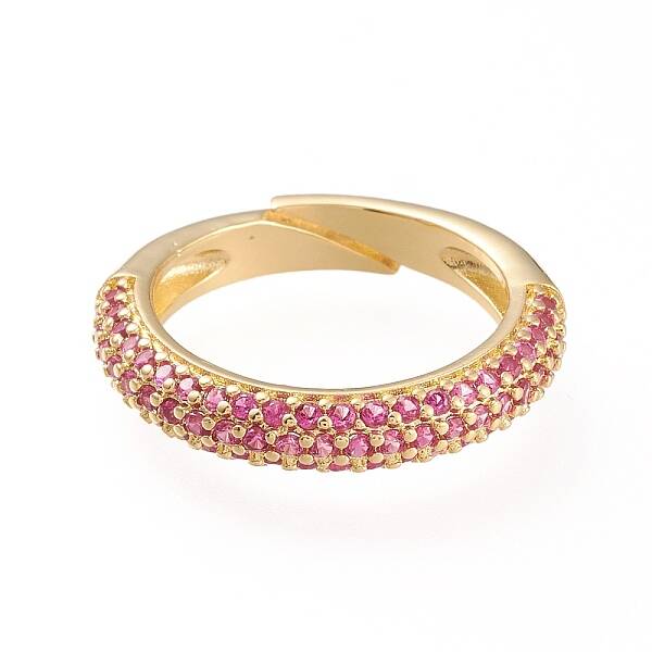 Adjustable Brass Micro Pave Cubic Zirconia Cuff Rings