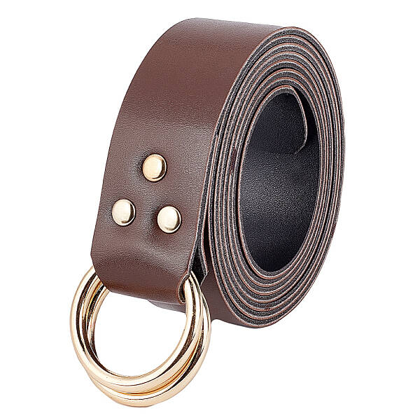 PU Leather Chain Belt with Iron Double D-ring Buckle