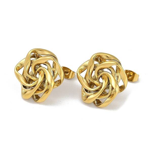 PVD Vacuum Plating 304 Stainless Steel Rose Stud Earrings