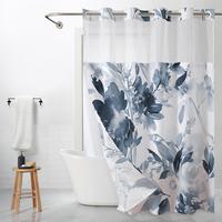 Floral Printed Shower Curtain, 1 Count Waterproof Shower Curtain with Removable Liner, Bathroom Decor Supplies for Home Hotel...