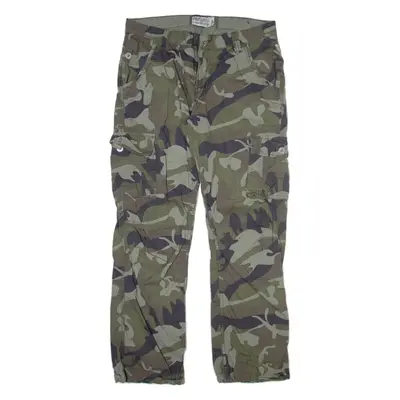 URBAN SURFACE Camo Cargo Mens Trousers Grey Relaxed Straight W36 L32