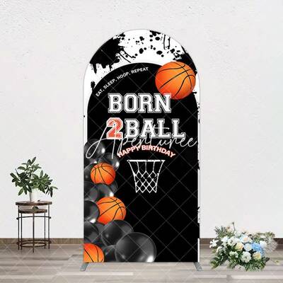 Aperturee Black White Basketball Born 2 Ball Arch Backdrop, 1.6X4FT(0.5X1.2M), 38.18 USD, arch backdrop kit, GAH0F421-A