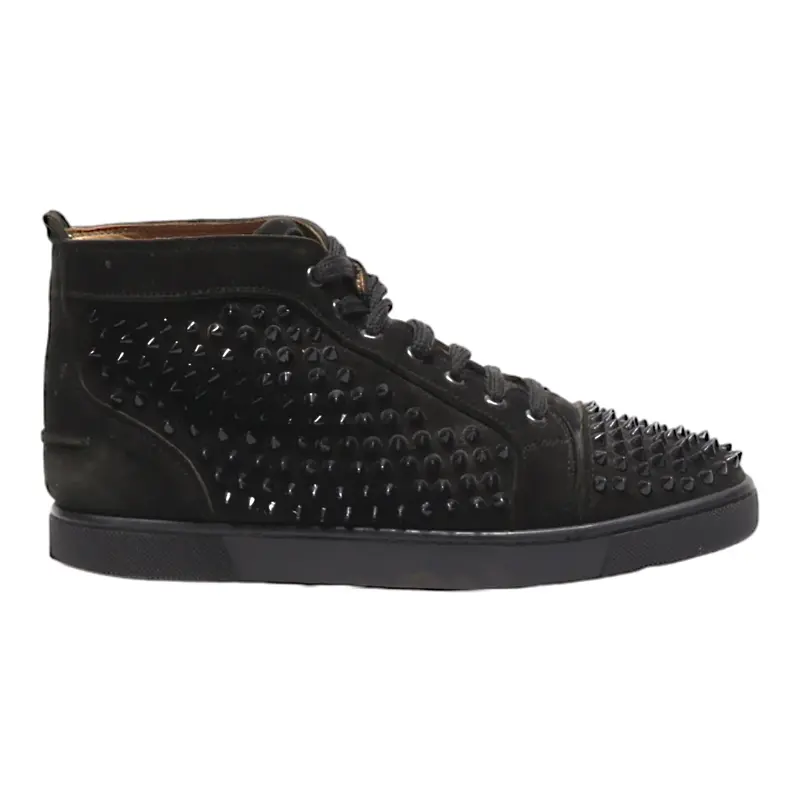 CHRISTIAN LOUBOUTIN High Top Trainers Black Synthetic Mens UK 8