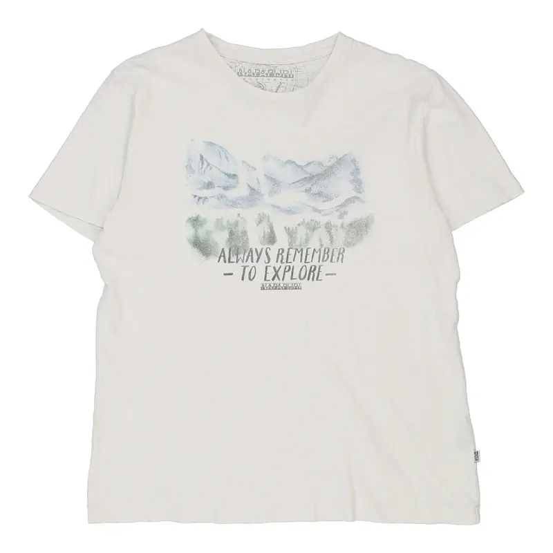 Napapijri T-Shirt - Large White Cotton | Size: large